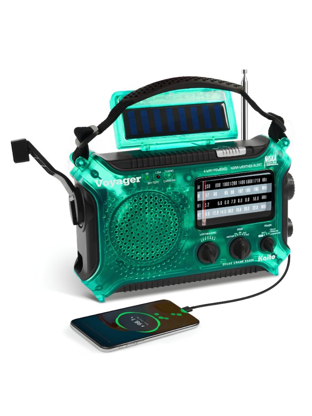 Kaito KA500 AM FM Shortwave Solar Crank Emergency Weather Alert Radio